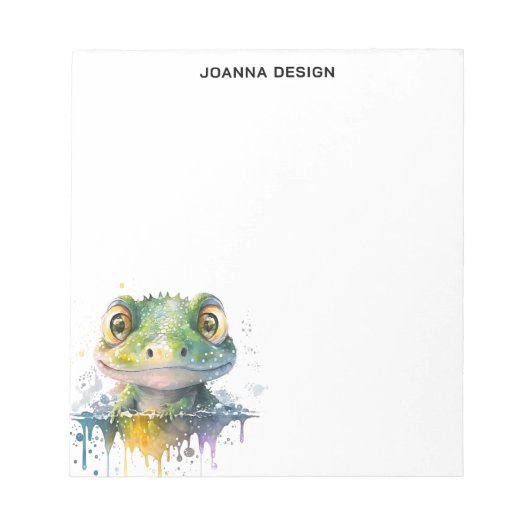 Watercolor Crocodile Sophisticated Notepad Notizblock (Vorderseite)