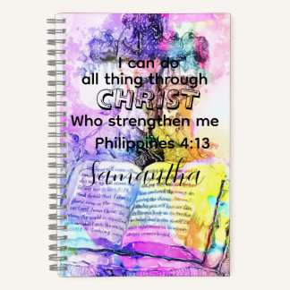 Watercolor cross bible verse Christian Notizblock