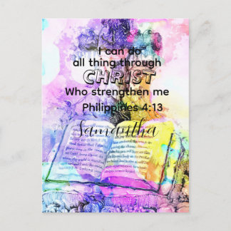 Watercolor cross bible verse Christian Postkarte