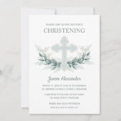 Watercolor Cross Christening Einladung (Vorderseite)
