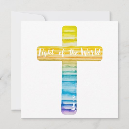 Watercolor Cross Taufe Einladungen Religiös (Vorderseite)