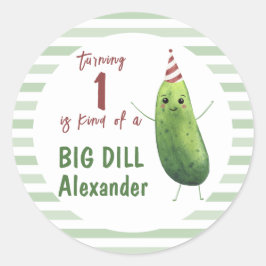 Watercolor Cucumber Big Dill Geburtstagsparty Runder Aufkleber