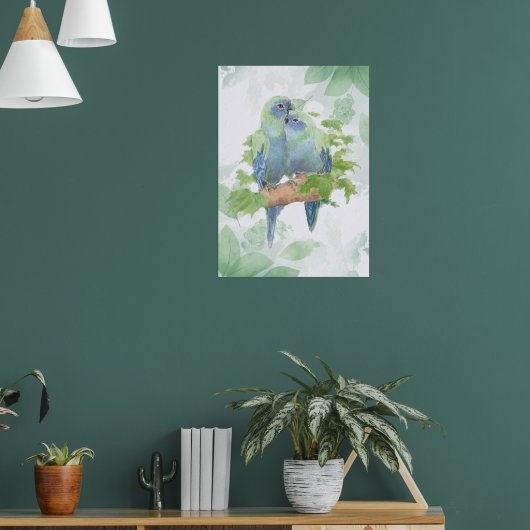 Watercolor Cuddling Parrot Bird Couple Tropical Poster (Wohnzimmer 1)