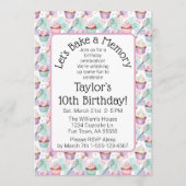Watercolor Cupcake Birthday Let's Bake a Memory Einladung (Vorderseite)