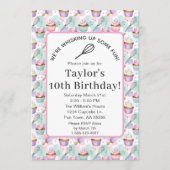 Watercolor Cupcake Birthday Whisk Up Some Fun Einladung (Vorderseite)