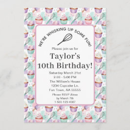 Watercolor Cupcake Birthday Whisk Up Some Fun Einladung