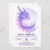 Watercolor Custom Dragon Birthday Einladung (Vorne/Hinten)