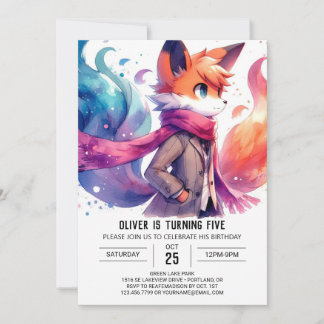 Watercolor Custom Fox Geburtstag Einladung