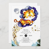 Watercolor Custom Tiger Birthday Einladung (Vorne/Hinten)