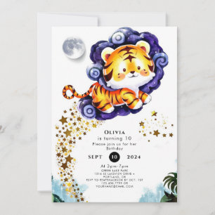 Watercolor Custom Tiger Birthday Einladung