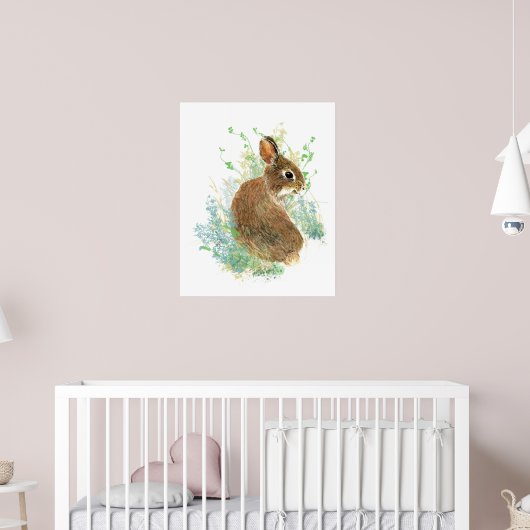 Watercolor Cute Bunny Rabbit Animal Art Poster (Kinderzimmer 2)