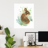 Watercolor Cute Bunny Rabbit Animal Art Poster (Heimbüro)