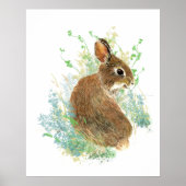 Watercolor Cute Bunny Rabbit Animal Art Poster (Vorne)