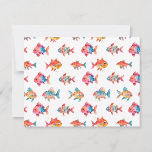 Watercolor Cute Fish Personalize Stationery Mitteilungskarte (Rückseite)