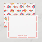 Watercolor Cute Fish Personalize Stationery Mitteilungskarte (Vorne/Hinten)