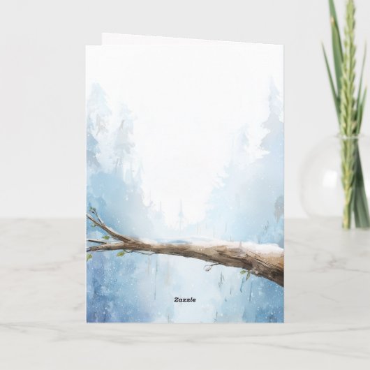 Watercolor Cute Owls Whimsical Christmas Folded Karte (Rückseite)