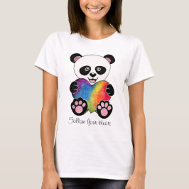 Watercolor Cute Panda With Rainbow Heart T-Shirt