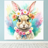 Watercolor Cute Rabbit Leinwanddruck (Insitu (Holzboden))