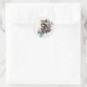 Watercolor Cute Raccoon Spring Flowers         Runder Aufkleber (Tasche)