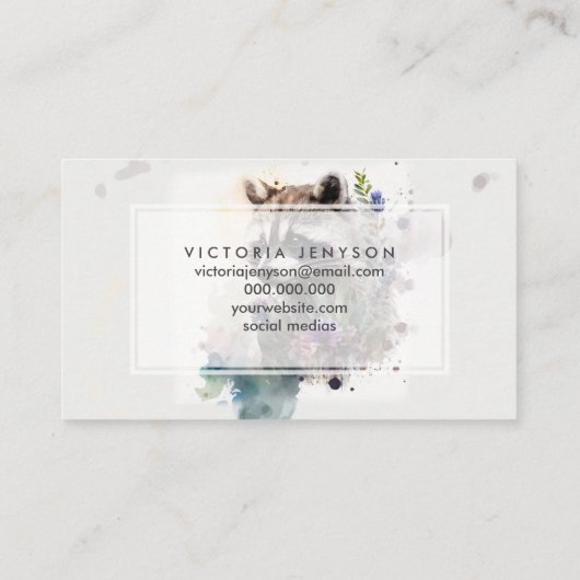 Watercolor Cute Raccoon Spring Flowers Visitenkarte (Rückseite)
