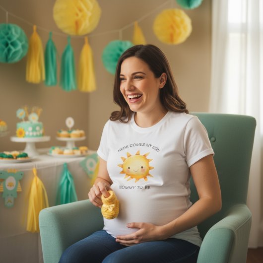 Watercolor cute simple Sun Mommy to Be Tee