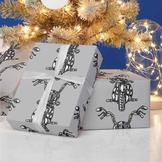 Watercolor Cycle Biker Motorcycle Art Geschenkpapier (Feiertage)