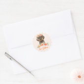 Watercolor Dachshund and Peach Flowers Birthday Runder Aufkleber (Umschlag)
