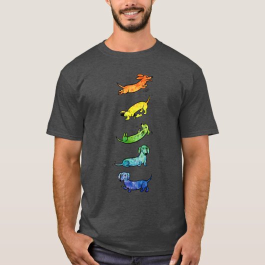 Watercolor Dachshunds gift family boy T-Shirt (Vorderseite)