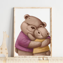 Watercolor Daddy Bear Hug | Bärenwand Poster