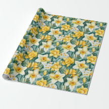 Watercolor Daffodin Wrapping Paper Roll