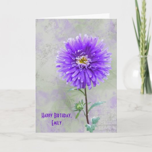 Watercolor Dahlia Birthday Karte (Vorderseite)