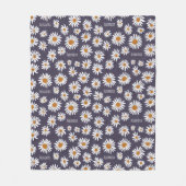 Watercolor Daisies Individuelle Name Blue Fleecedecke (Vorderseite)