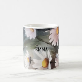 Watercolor Daisies Individuelle Name Kaffeetasse