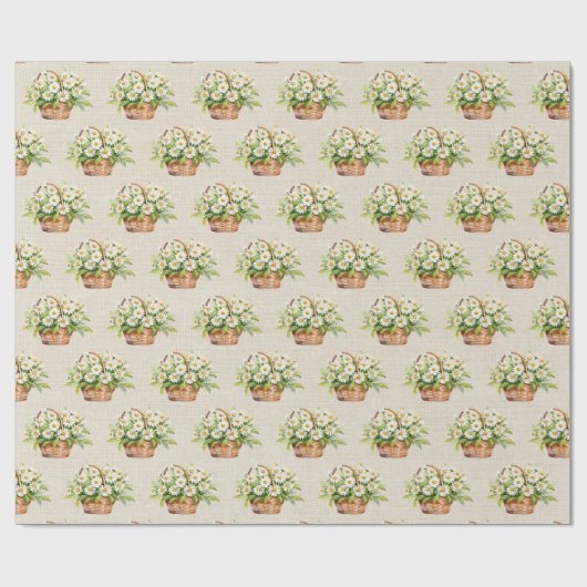 Watercolor Daisy Basket Geschenkpapier (Flach)