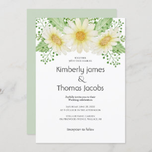 Watercolor Daisy Blume Hochzeit Einladung