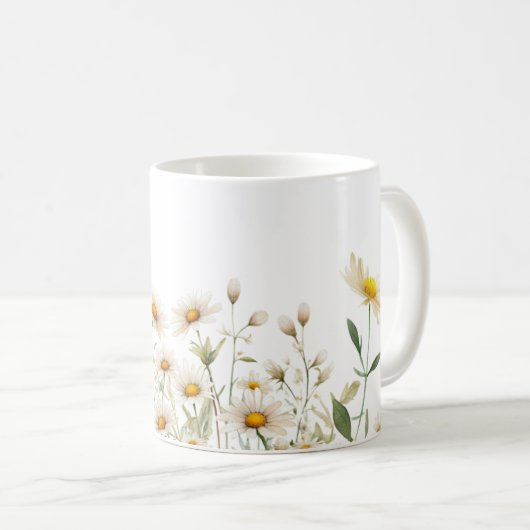 Watercolor Daisy Blume Kaffeetasse (VorderseiteRechts)