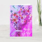 Watercolor Daisy Bouquet Custom HAPPY BIRTHDAY Karte (Vorderseite)