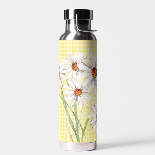 Watercolor Daisy Bouquet on Gingham Trinkflasche (Links)