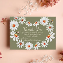 Watercolor Daisy & Bumblebee Babydusche Vielen Dan