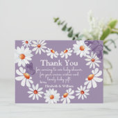 Watercolor Daisy & Butterfly Babydusche Vielen Dan Dankeskarte (Stehend Vorderseite)
