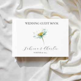Watercolor Daisy Elegant Floral Wedding Gästebuch