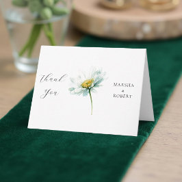 Watercolor Daisy Elegant Wedding Floral Dankeskarte