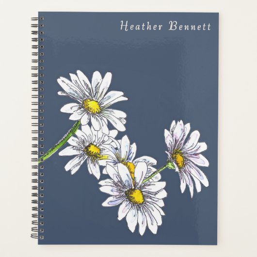 Watercolor Daisy Floral Boho Christmas Gift Planer (Vorderseite)