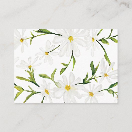 Watercolor Daisy Floral Wedding Card Begleitkarte (Rückseite)