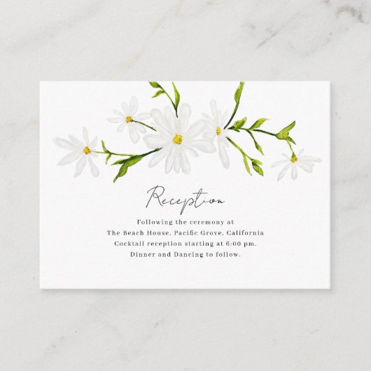 Watercolor Daisy Floral Wedding Card Begleitkarte (Vorderseite)