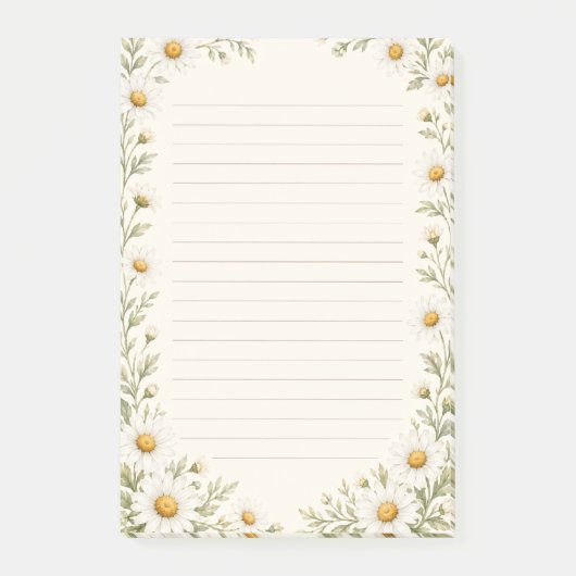 Watercolor-Daisy-Garten-liniert  Post-it Klebezettel (Vorderseite)