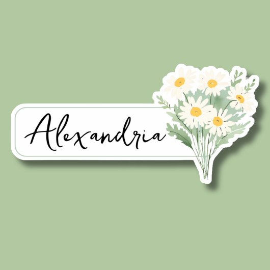 Watercolor Daisy ID Aufkleber