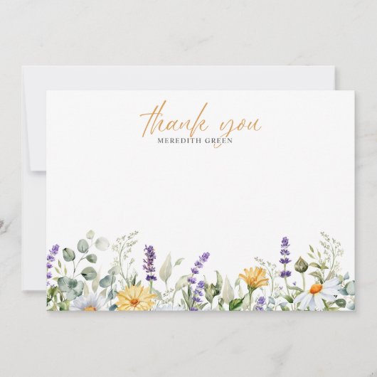 Watercolor Daisy Lavender DANK Mitteilungskarte (Vorderseite)