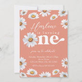 Watercolor Daisy One Girl's first Birthday Einladung (Vorderseite)