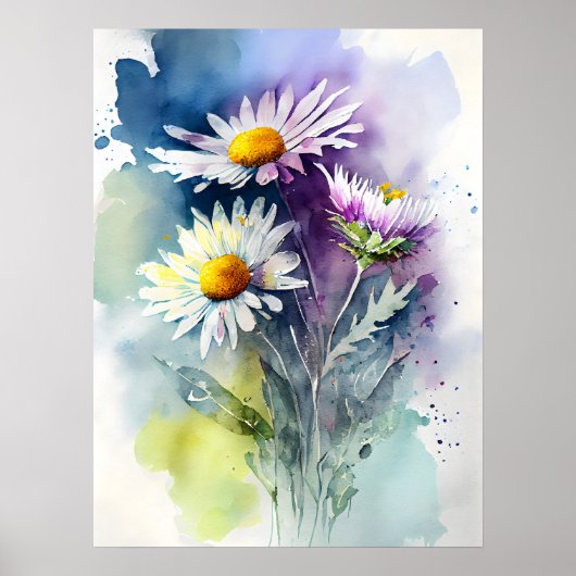 Watercolor Daisy Poster (Vorne)